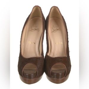 CHRISTIAN LOUBOUTIN Altadama 140 Astrakan Brown pony hair size 7.5 8